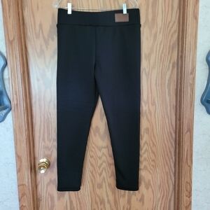 Black Lined Winter Leggings with Brown Patch Size Large